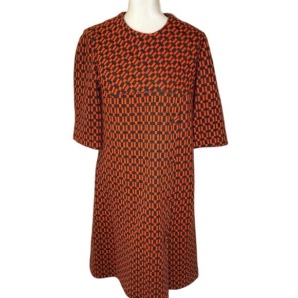 Coat Dress RARE Vintage 1960s Mod orange gray with original price tag! Fits 14 - Picture 1 of 9